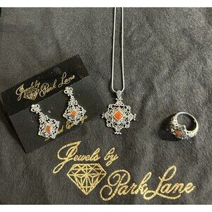 Park Lane ELITE Jewelry Set Genuine Marcasite & Agate Stones J-154